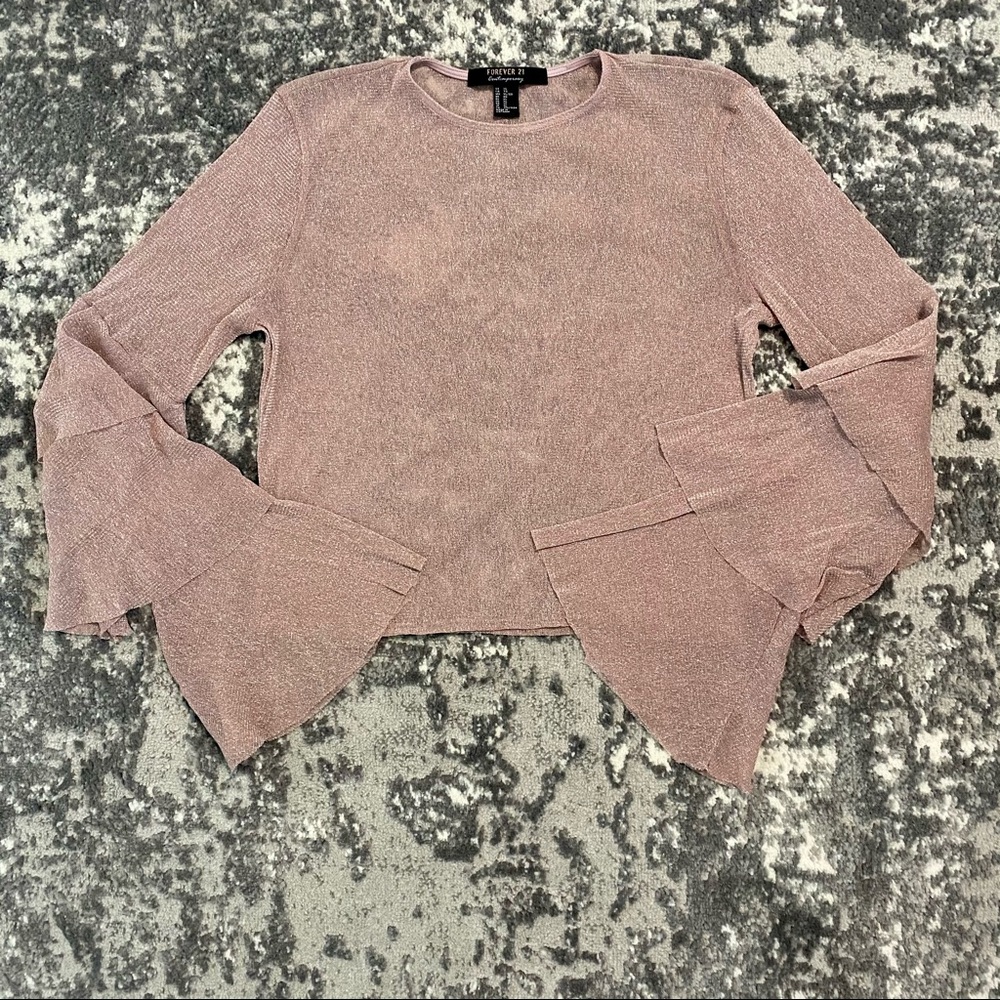 Forever 21 Sheer Pink Blouse with Silver Glitter
